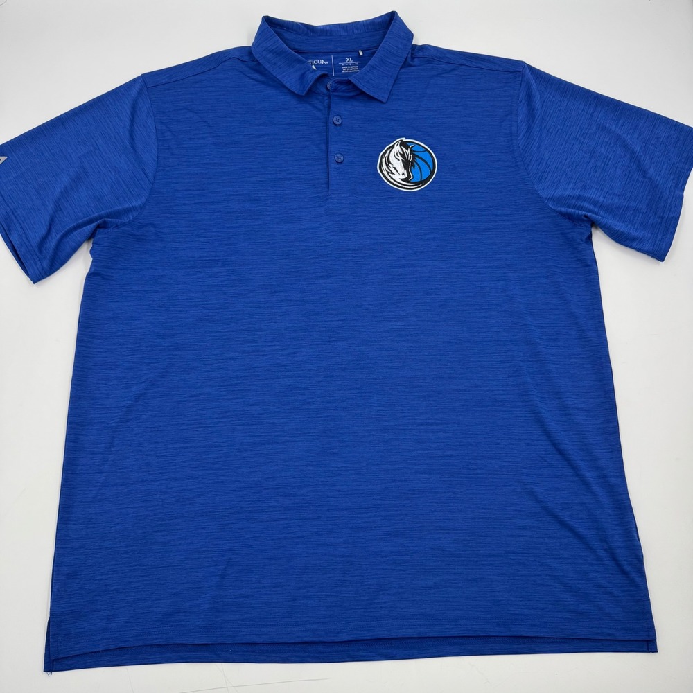 Antigua Mens XL Royal Blue Dallas Mavericks Performance Polo Shirt Golf NBA
